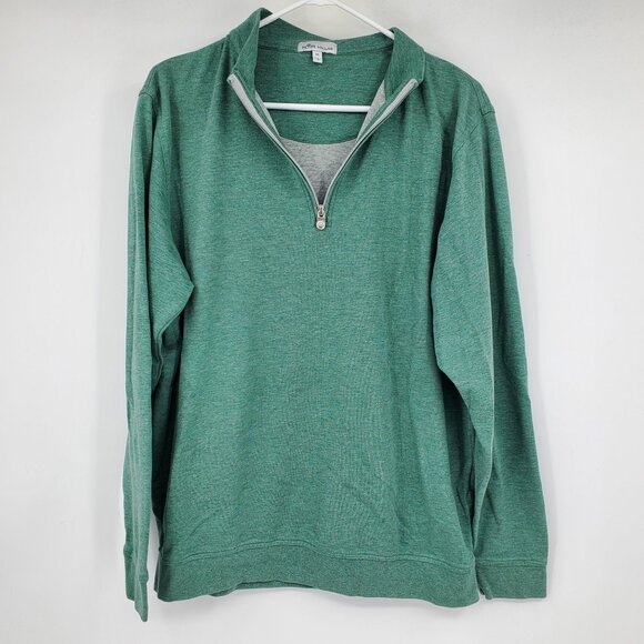 Peter Millar Green Men's Crown Comfort Interlock Quarter-Zip Pullover Shirt XL - Picture 1 of 7